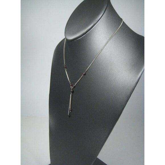 MM2 Mexico Sterling Silver Necklace Amethyst Stone Beads Y Shaped Chain 925 - Picture 6 of 10